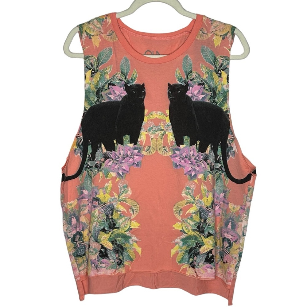 Chaser Floral Panther Print Tank Top NWT